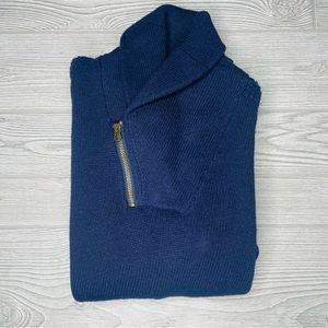 POLO Ralph Lauren Mens 100% Wool Shawl Collar WW2 Red Cross Army Sweater l Navy